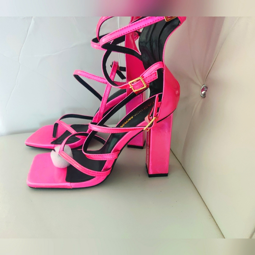 Pretty in Pink–Block Heel Sandals in Fuchsia Color